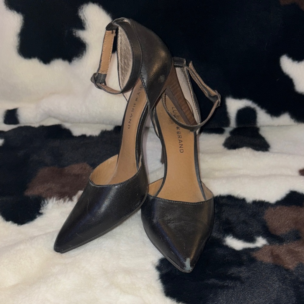 Lucky Brand Black Ankle Strap Heels